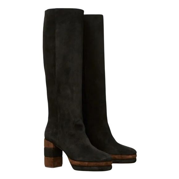 Tory Burch Platform Knee Boot Black Women's Size 7 Floor Model Condition